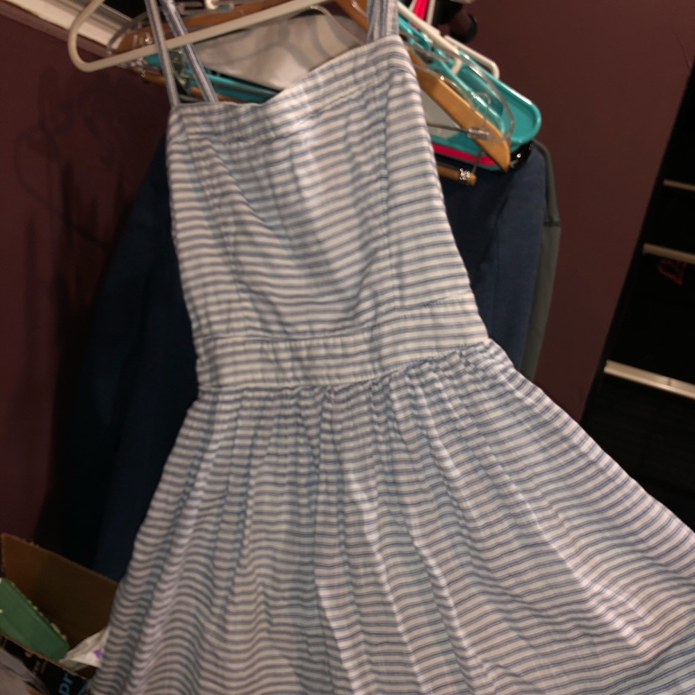 White and blue mini dress